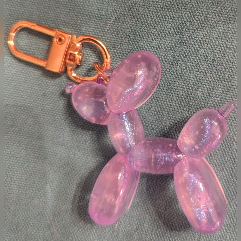 Purple Luminous Translucent Balloon Dog Purse/Backpack Charm